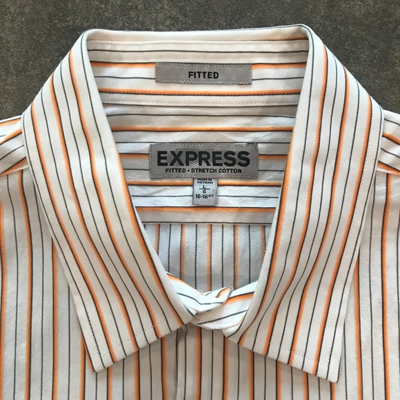 EXPRESS Long Sleeve Fitted Stripe Shirt, L - Picture 6 of 6